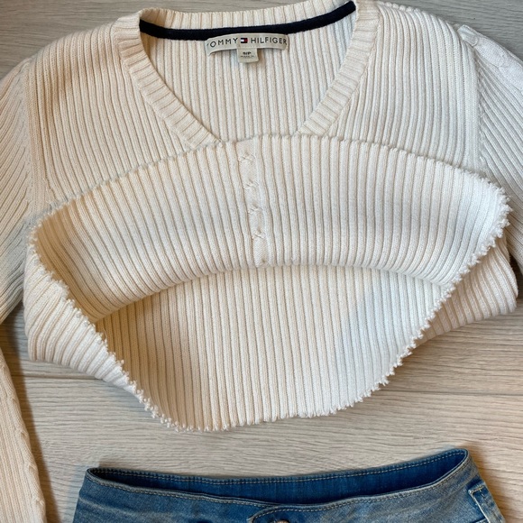Tommy Hilfiger Cropped White Long Sleeve Small - Picture 5 of 5